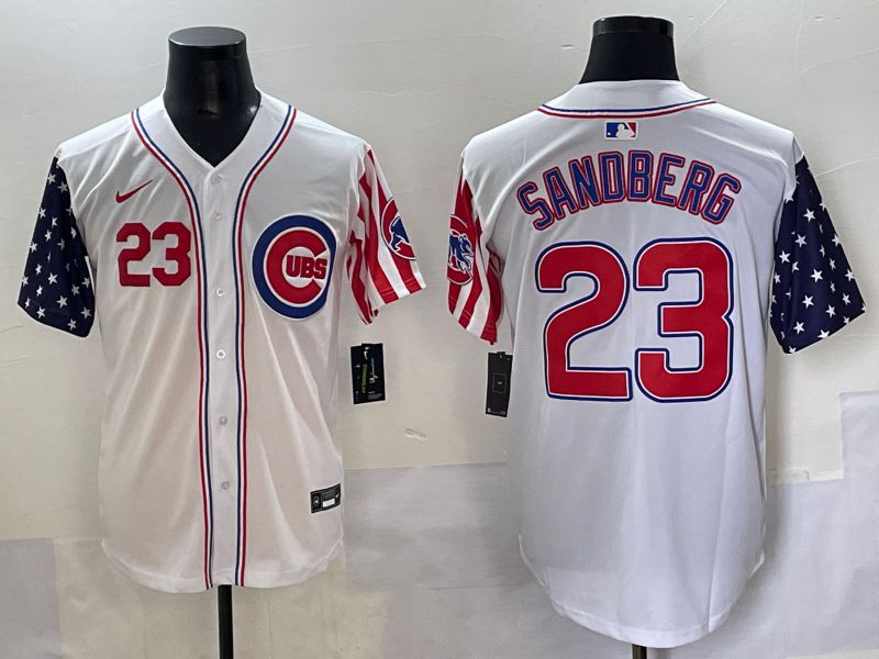 Men 2025 Chicago Cubs #23 Sandberg White a generation of national flags Joint Name Nike MLB Jersey style 3